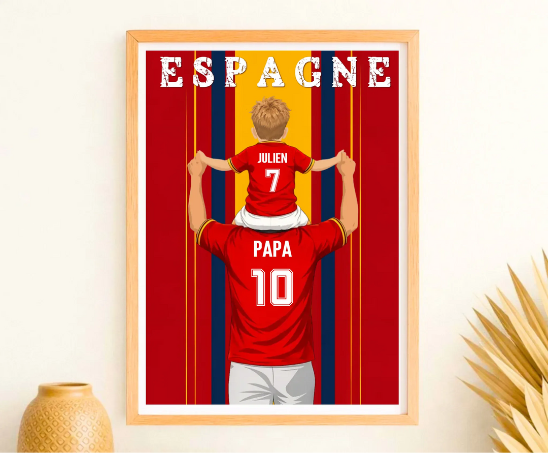 Affiche Personnalisée - Père et fils Maillot d'Espagne