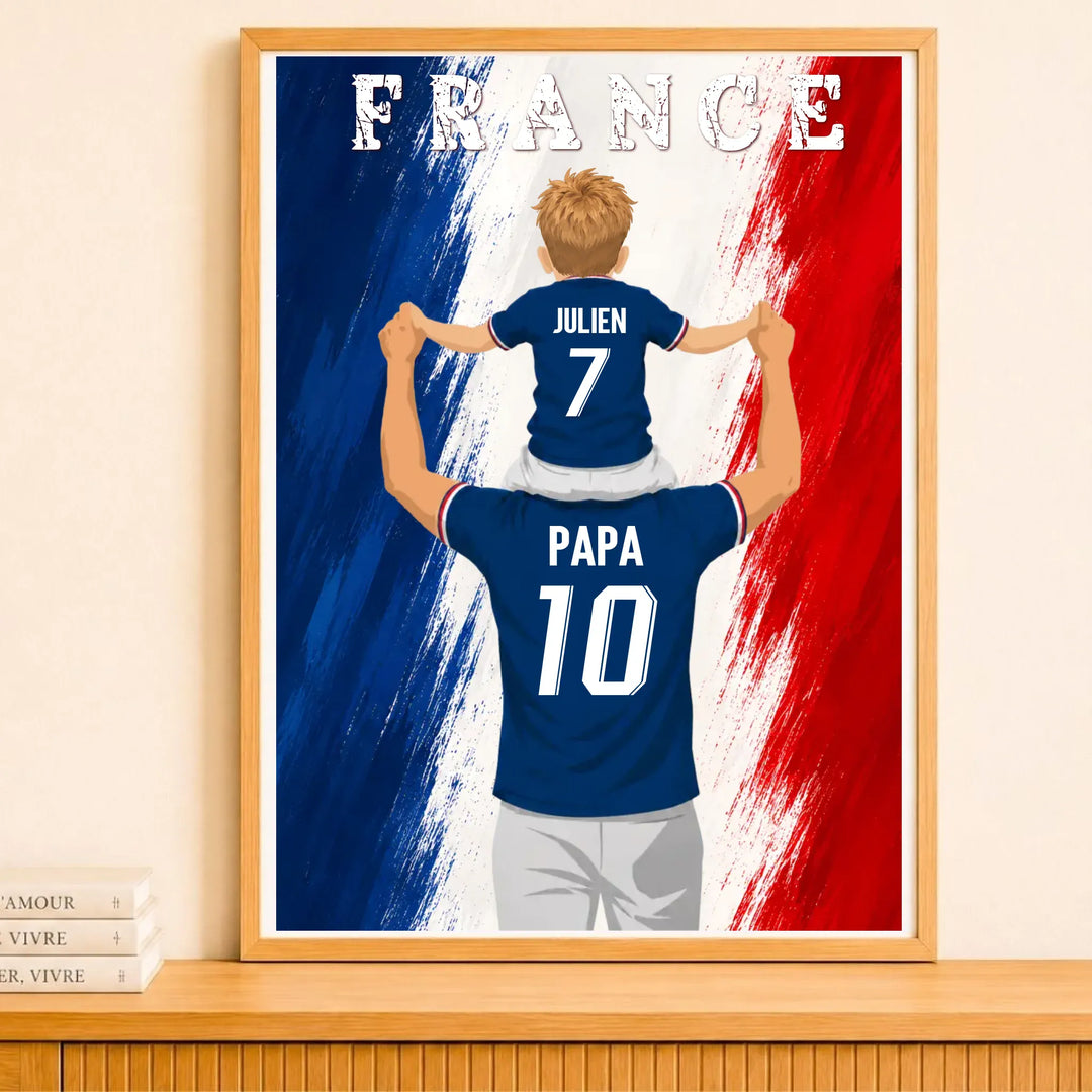 Affiche Personnalisée - Père et fils Maillot de France