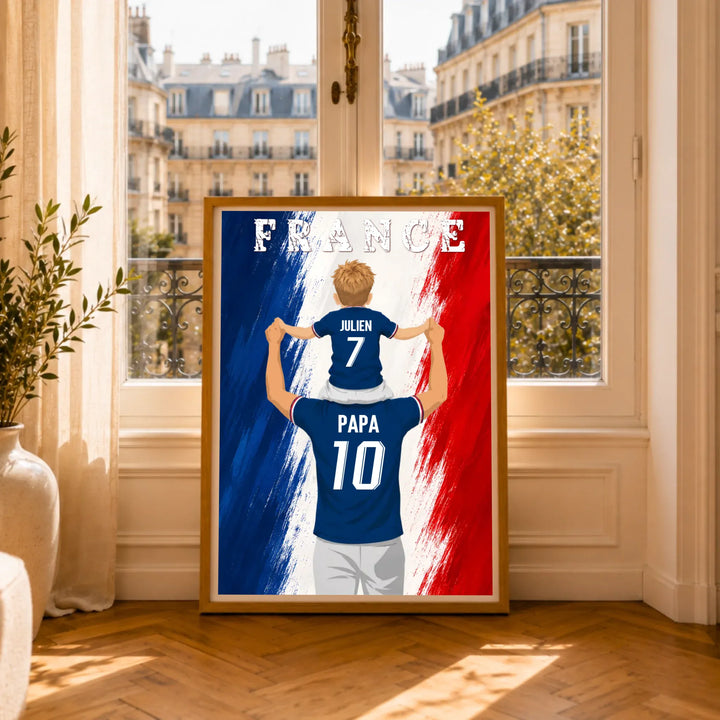 Affiche Personnalisée - Père et fils Maillot de France