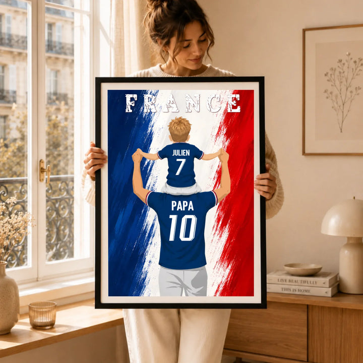 Affiche Personnalisée - Père et fils Maillot de France