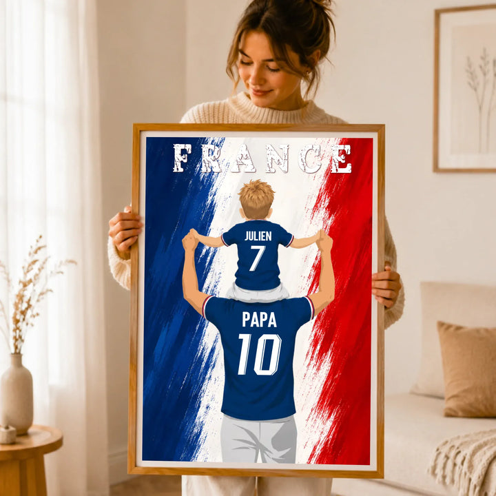 Affiche Personnalisée - Père et fils Maillot de France