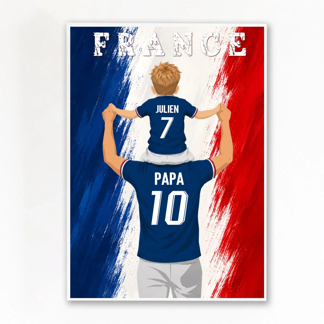 Affiche Personnalisée - Père et fils Maillot de France Poster sans cadre / A4 21x29.7 cm