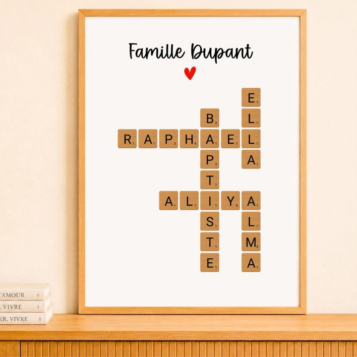 Affiche personnalisée Scrabble - Famille avec prénoms