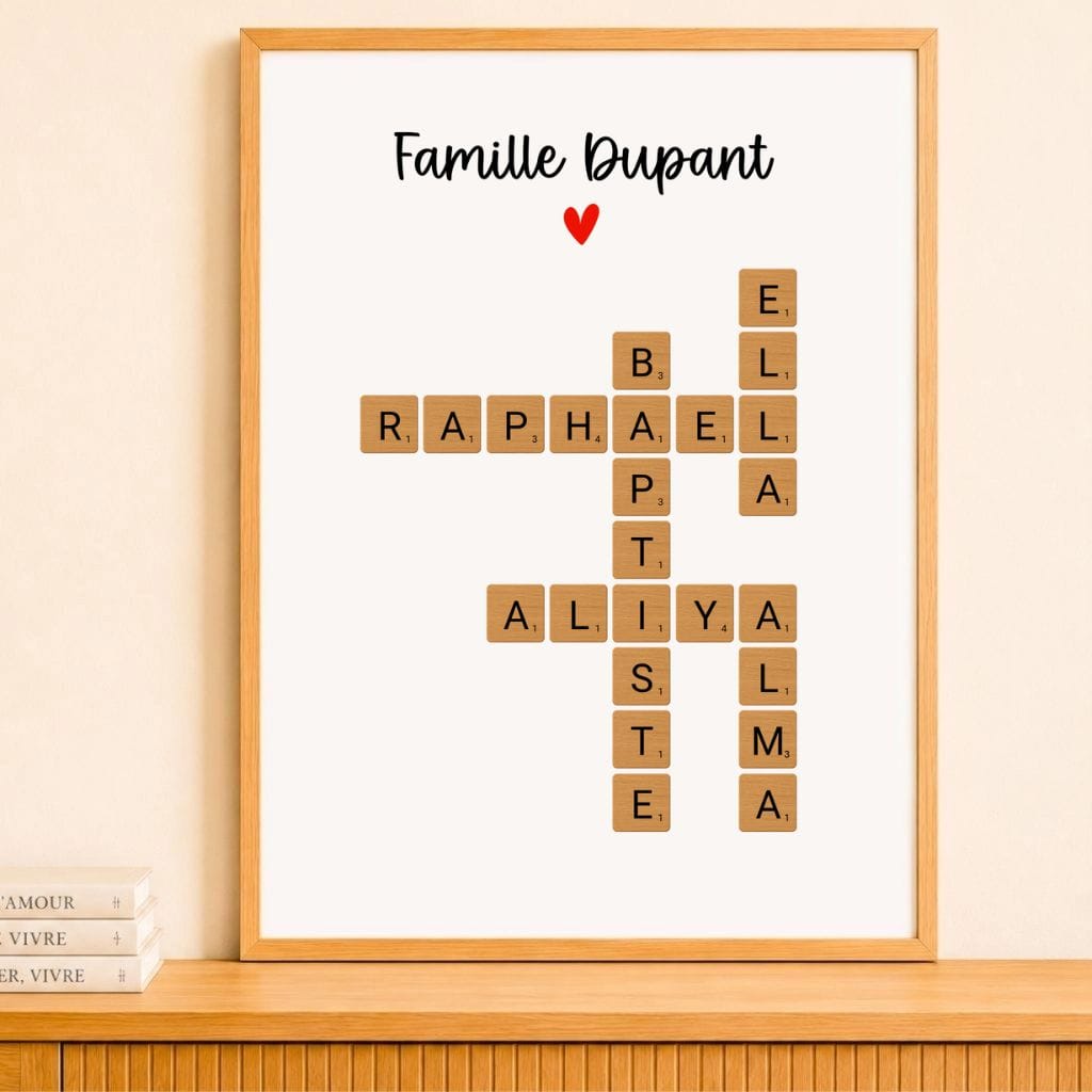 Affiche personnalisée Scrabble - Famille avec prénoms