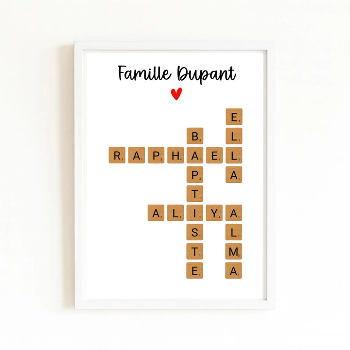Affiche personnalisée famille prénom Affiche Portrait / Bois Blanc / A4 21x29.7 cm