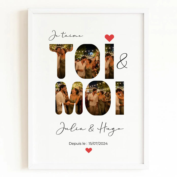 Affiche toi et moi Affiche Portrait / Bois Blanc / A4 21x29.7 cm