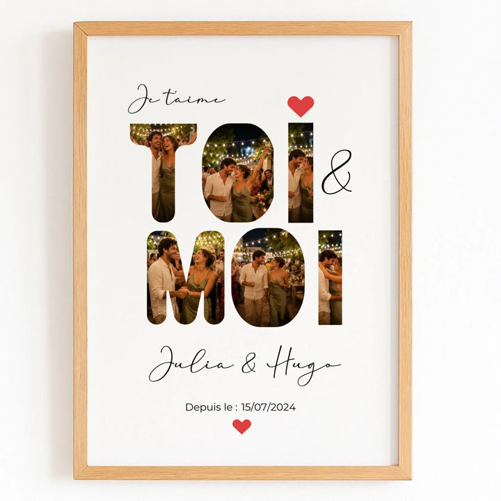 Affiche toi et moi Affiche Portrait / Bois Naturel / A4 21x29.7 cm