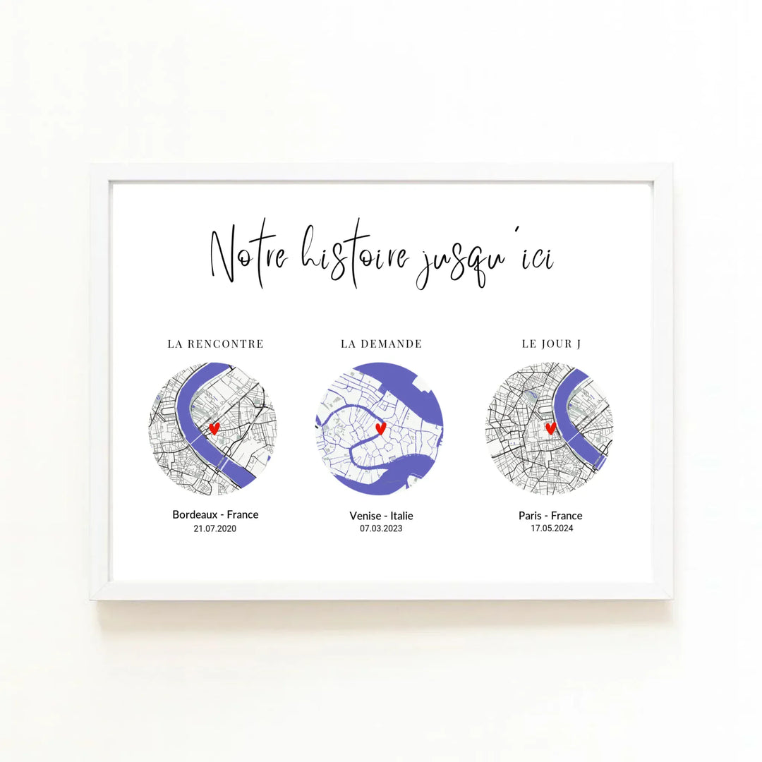 Affiche rencontre couple Affiche Horizontale / Bois Blanc / A4 21x29.7 cm