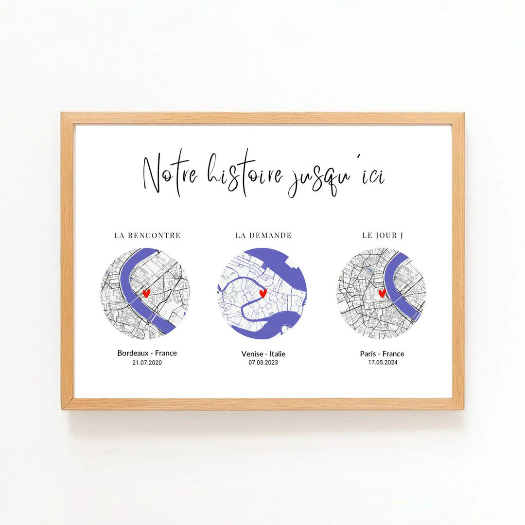 Affiche rencontre couple Affiche Horizontale / Bois Naturel / A4 21x29.7 cm