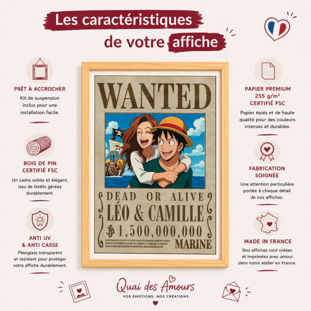Affiche wanted One Pièce personnalisée