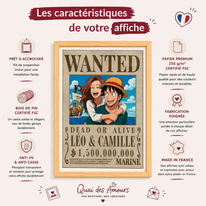 Affiche wanted One Pièce personnalisée