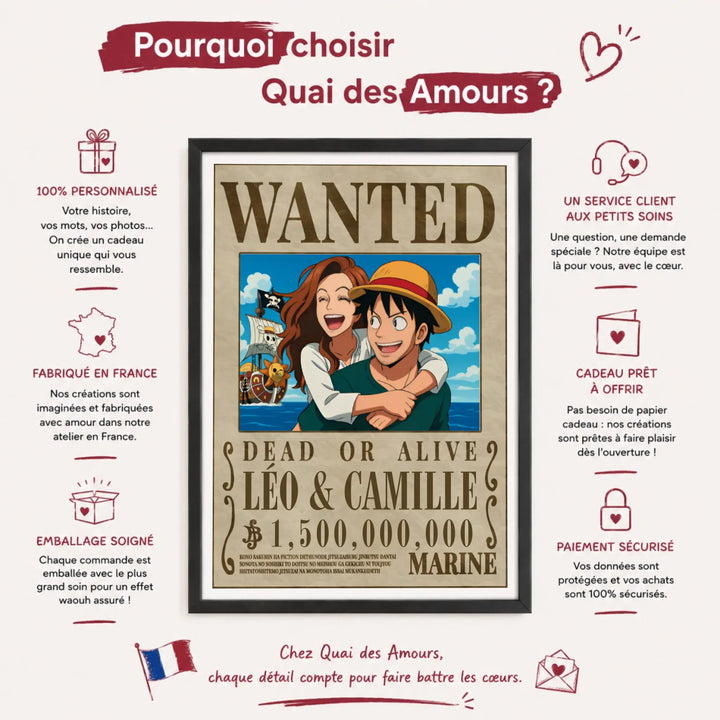 Affiche wanted One Pièce personnalisée