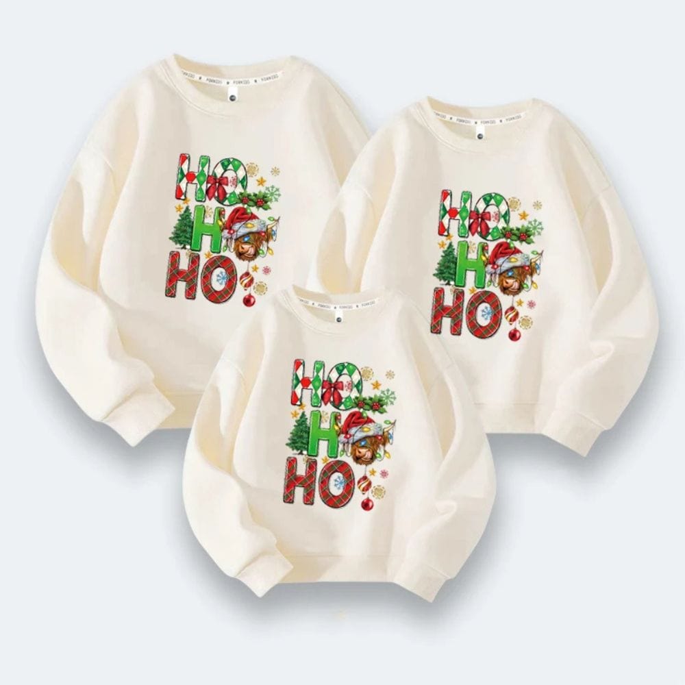 Assortiment Pull De Noel Adulte Et Bébé Beige / Maman-M