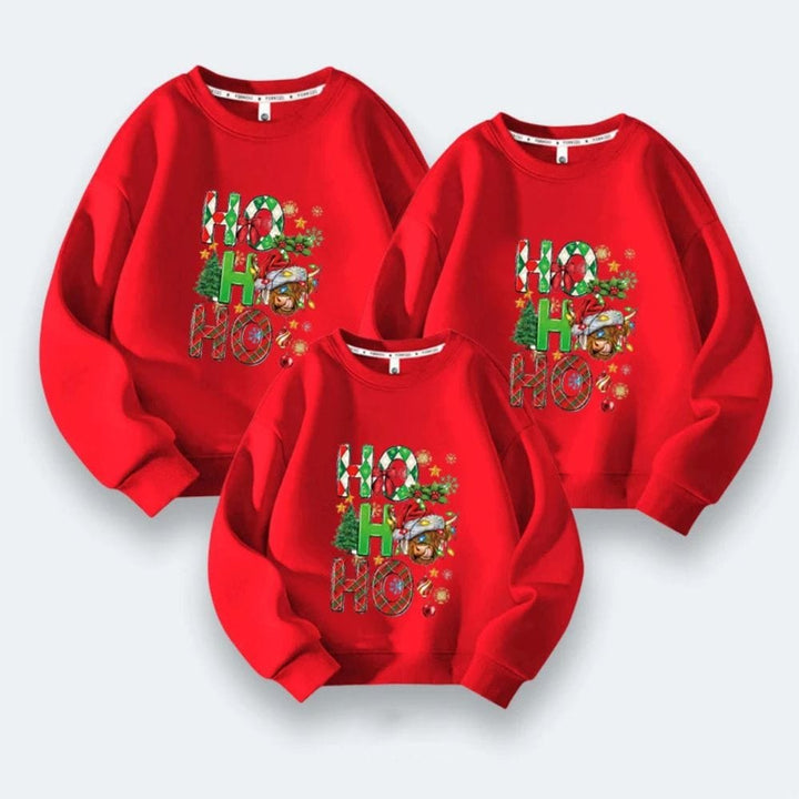 Assortiment Pull De Noel Adulte Et Bébé Rouge / Maman-M