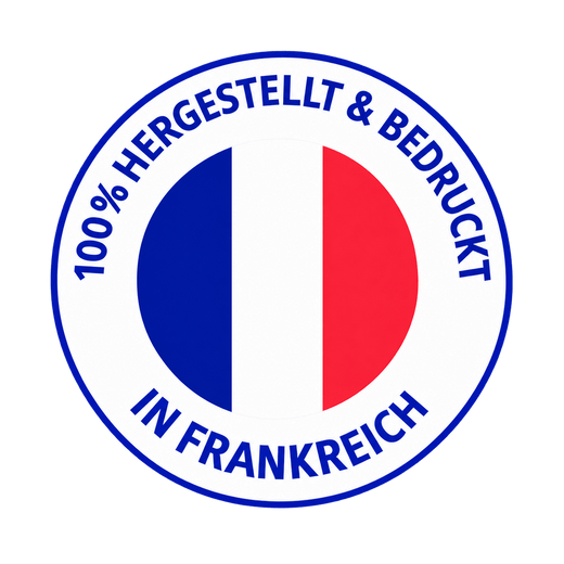 Symbol für Herstellung und Druck in Frankreich