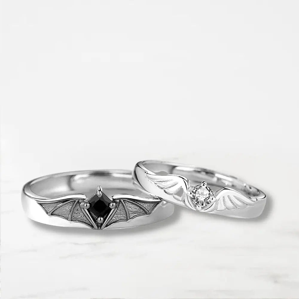 Bague Ange Et Démon Argenté / Ajustable