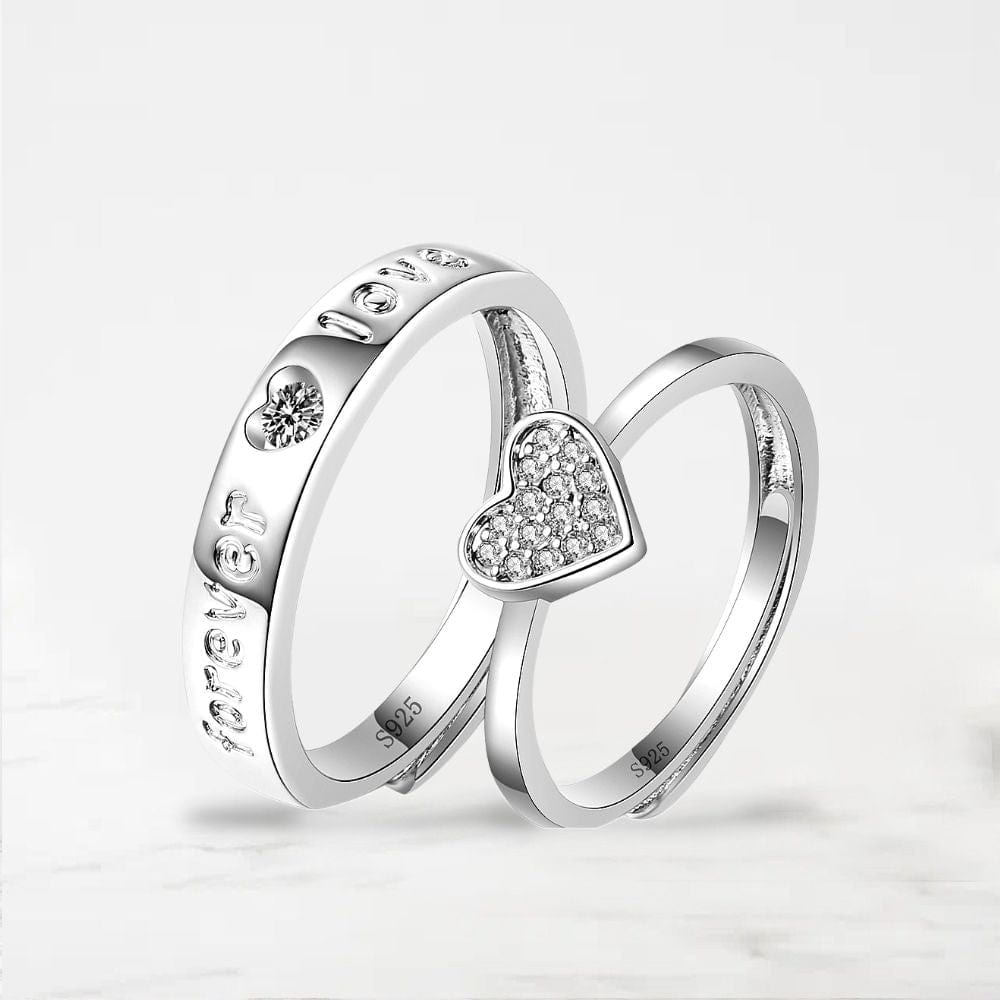 Bague Couple (Acier Inoxydable) Argent / Ajustable