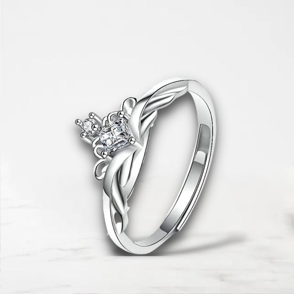 Bague Couple (Argent) Argent / Elle-Diamond Blanc / Ajustable