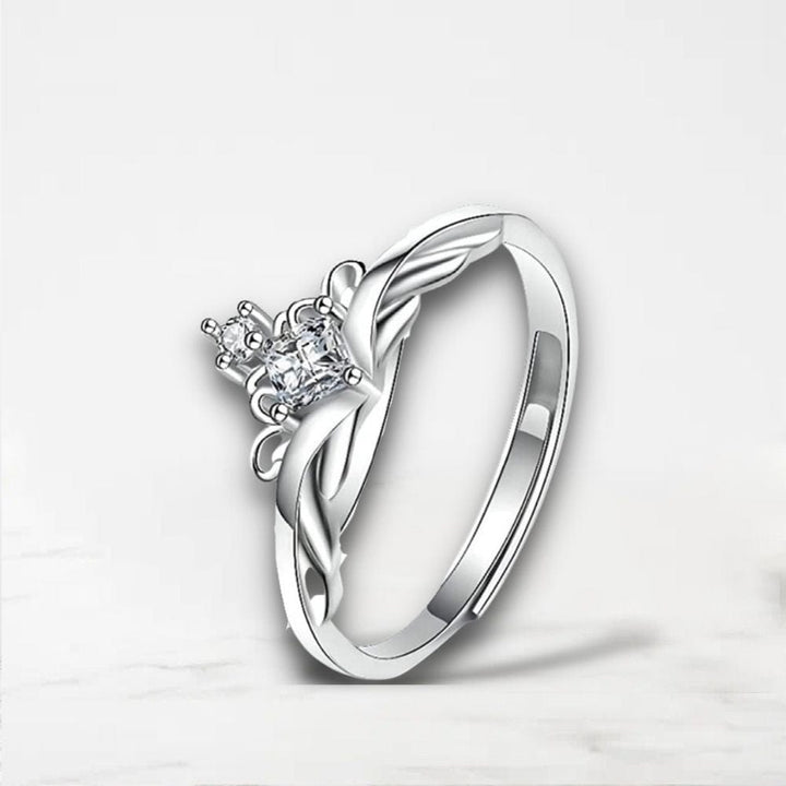 Bague Couple (Argent) Argent / Elle-Diamond Blanc / Ajustable