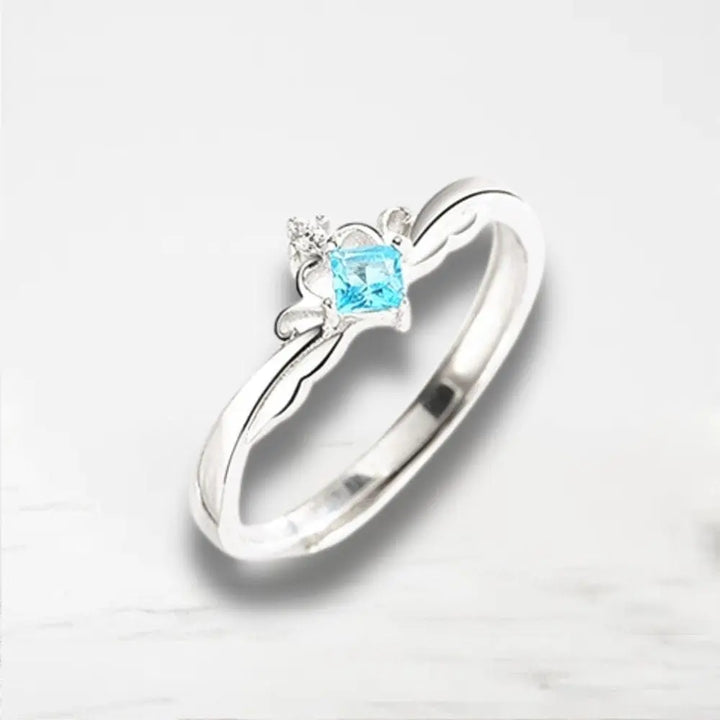 Bague Couple (Argent) Argent / Elle-Diamond Bleu / Ajustable