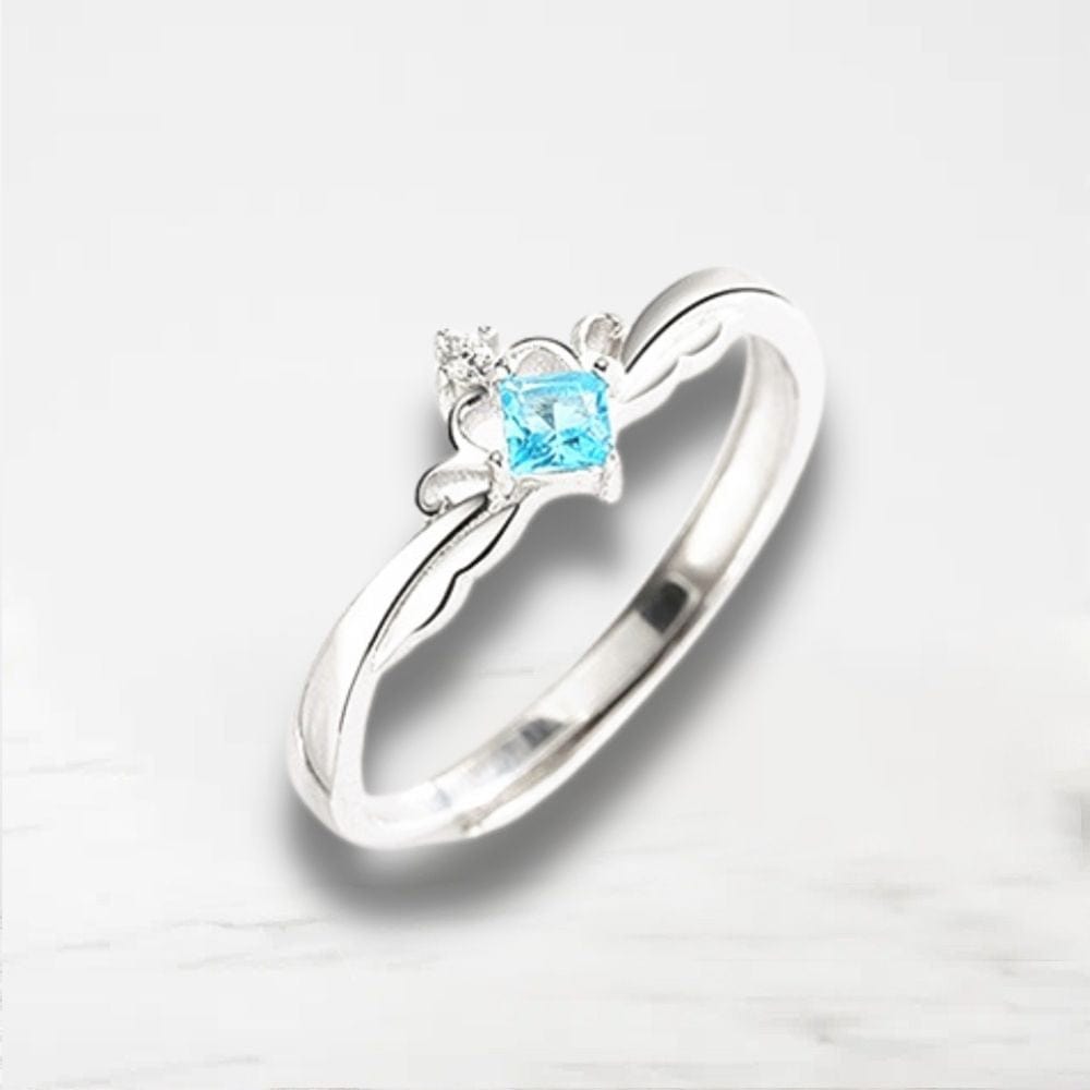 Bague Couple (Argent) Argent / Elle-Diamond Bleu / Ajustable