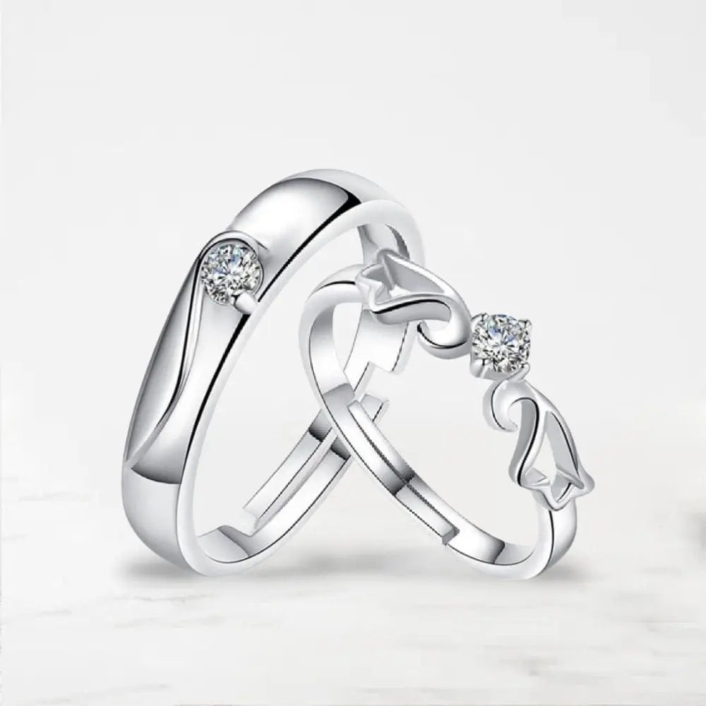 Bague Couple Distance Argent / Ajustable