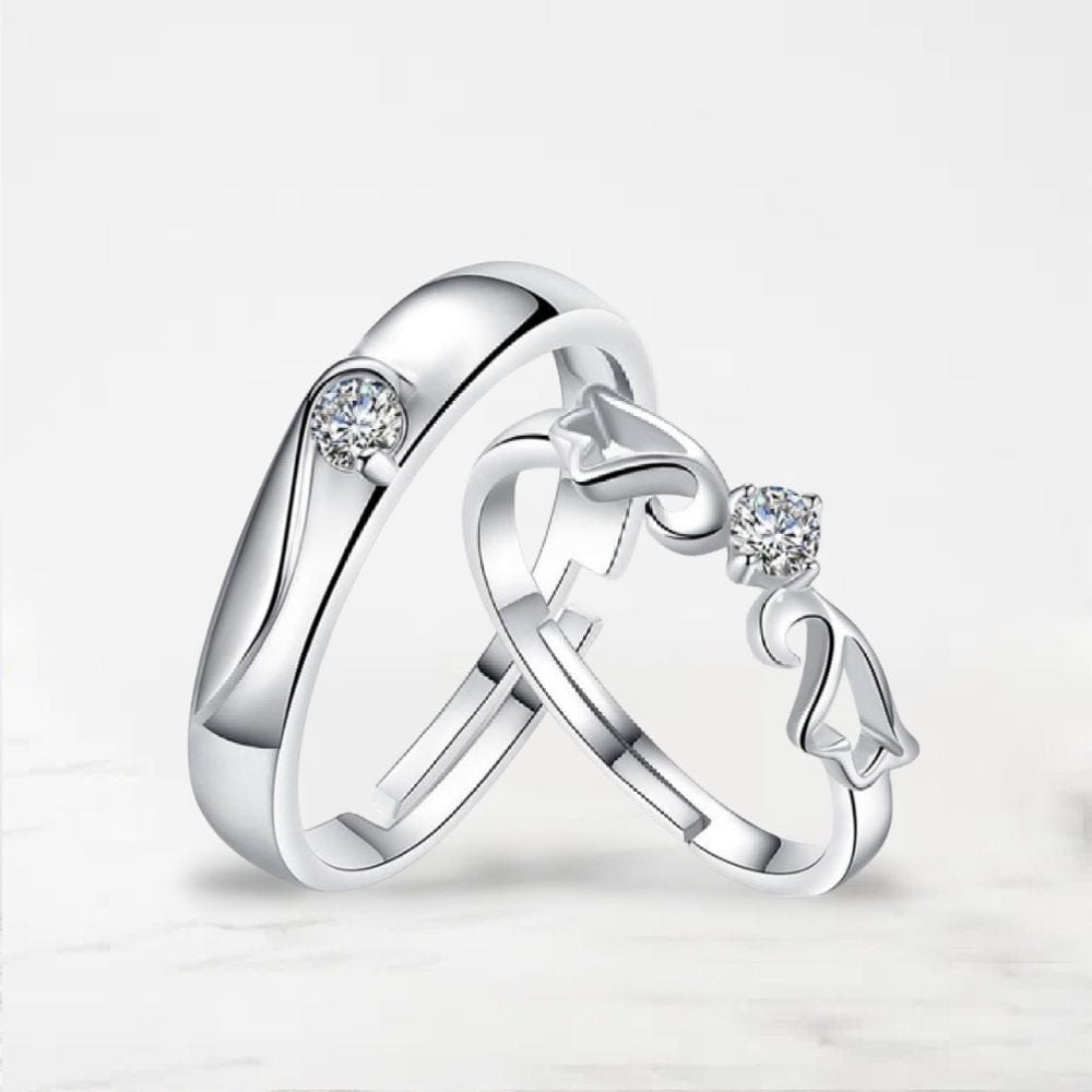 Bague Couple Distance Argent / Ajustable