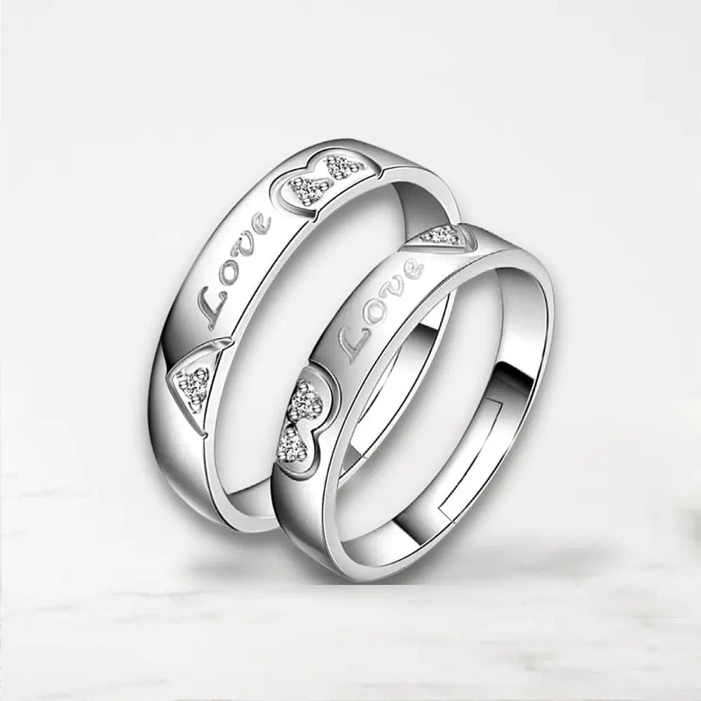 Bague Couple Love Argent / Ajustable