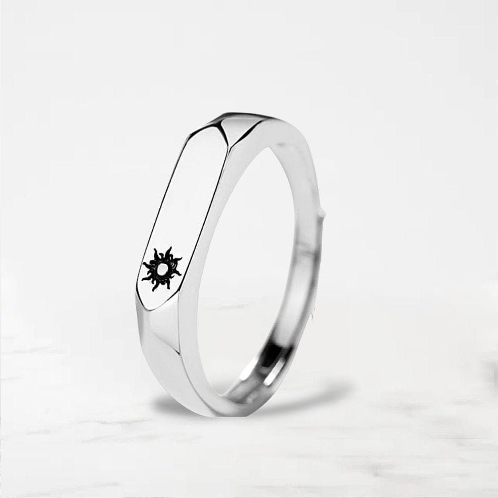 Bague Couple Lune Et Soleil Argent / Ajustable