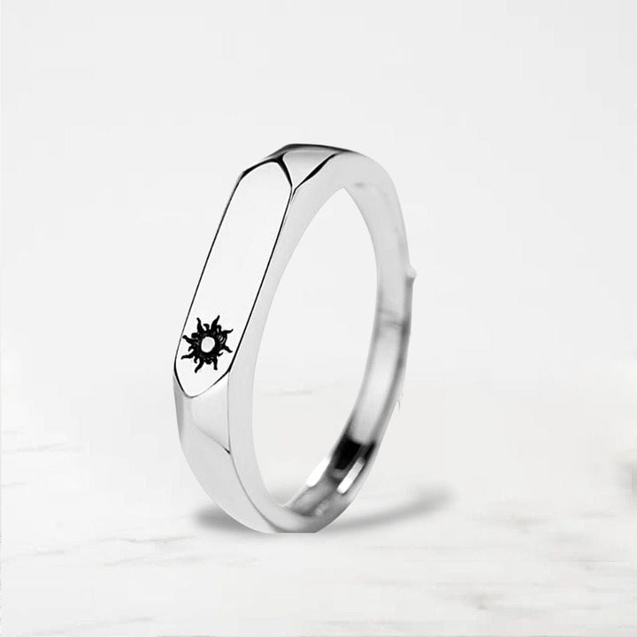 Bague Couple Lune Et Soleil Argent / Ajustable
