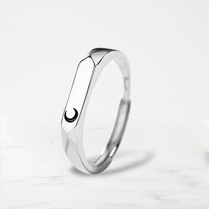 Bague Couple Lune Et Soleil Argent / Ajustable