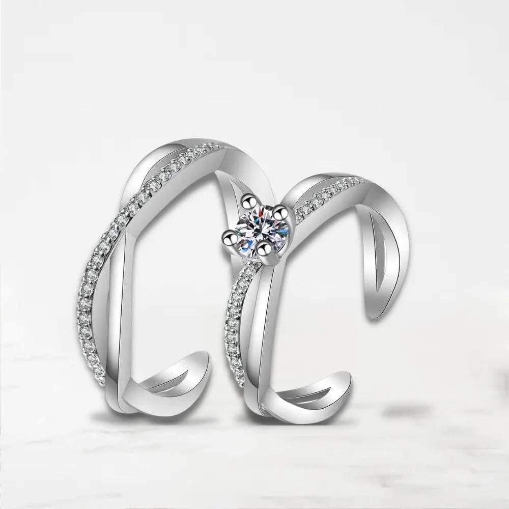 Bague Couple Pierre Argent / Ajustable