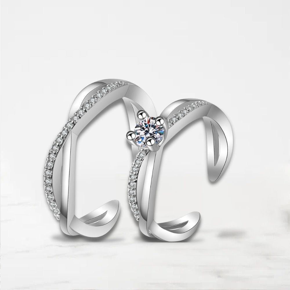 Bague Couple Pierre Argent / Ajustable