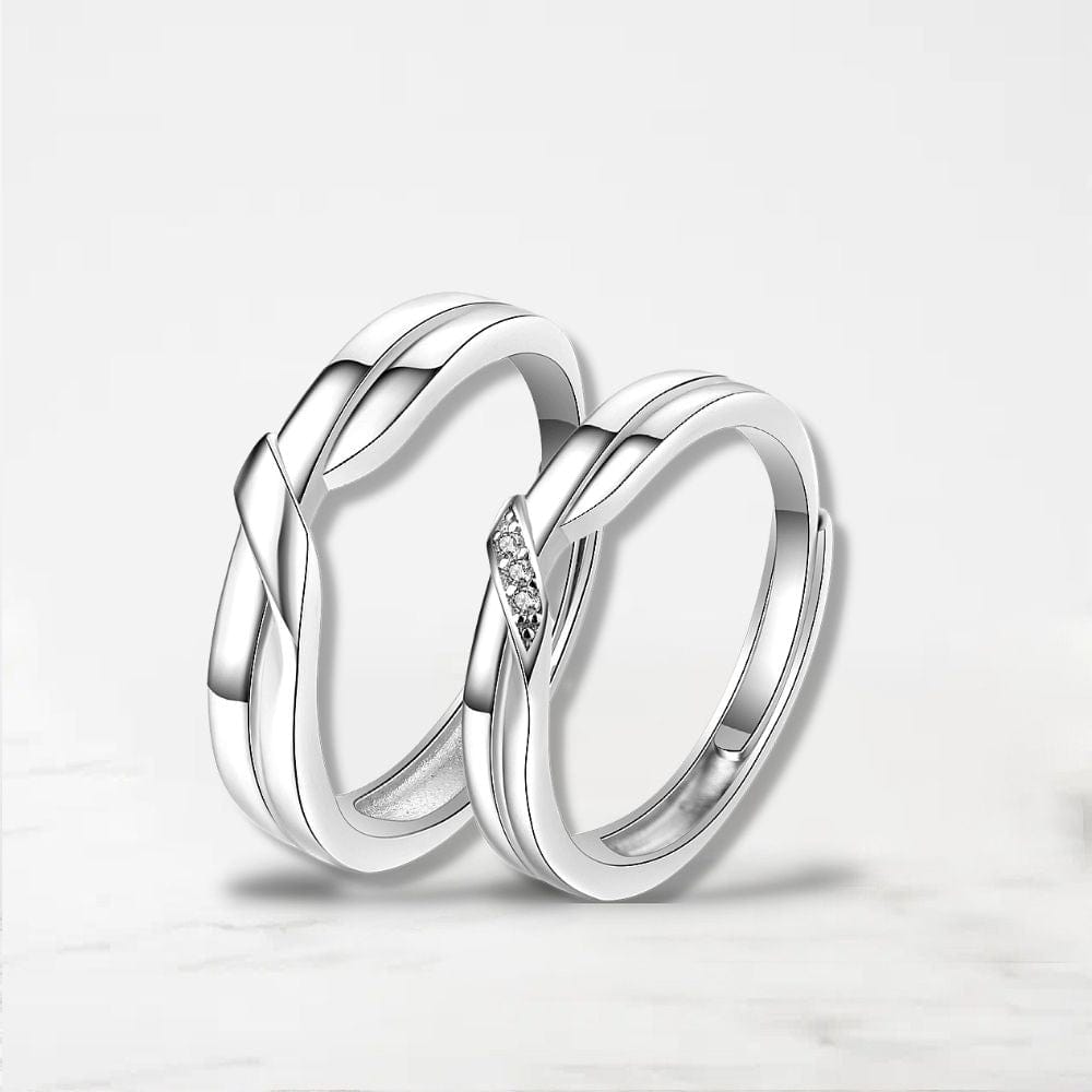 Argent / Ajustable Bague Couple