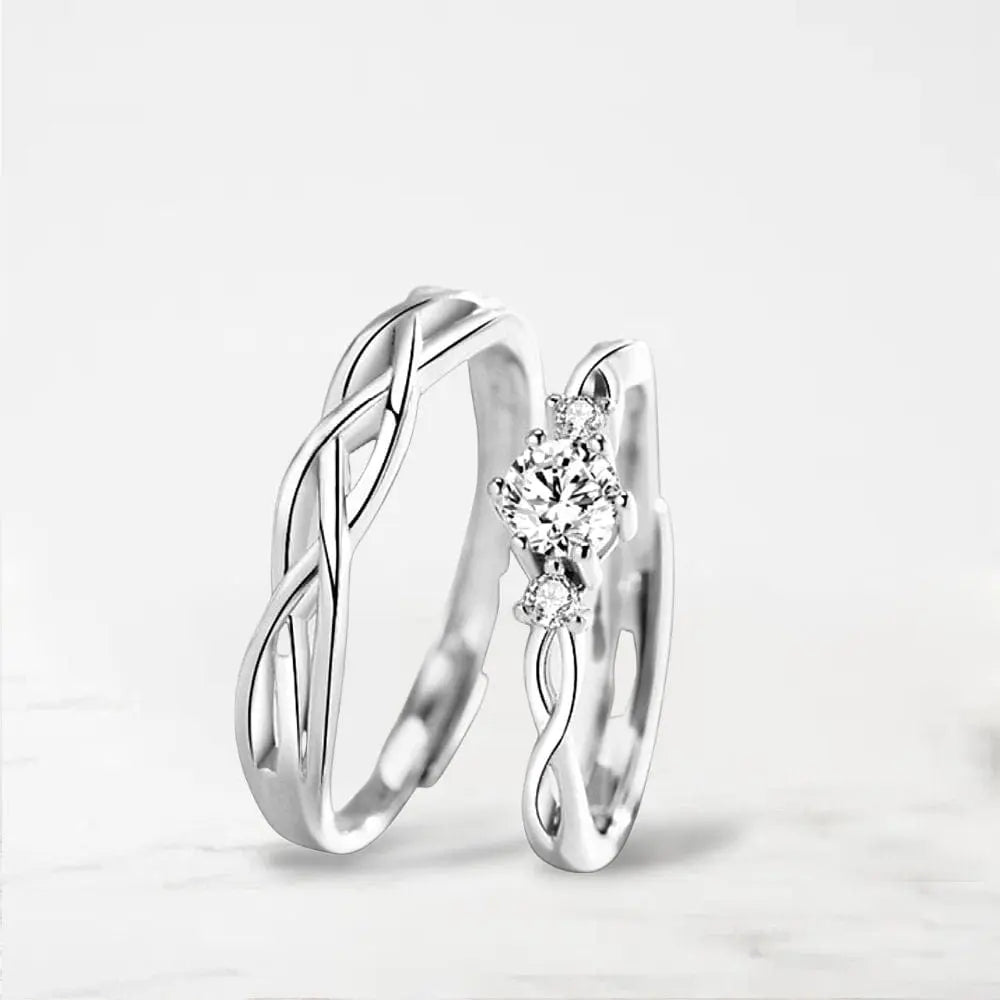 Bague d'Engagement Couple Argent / Ajustable