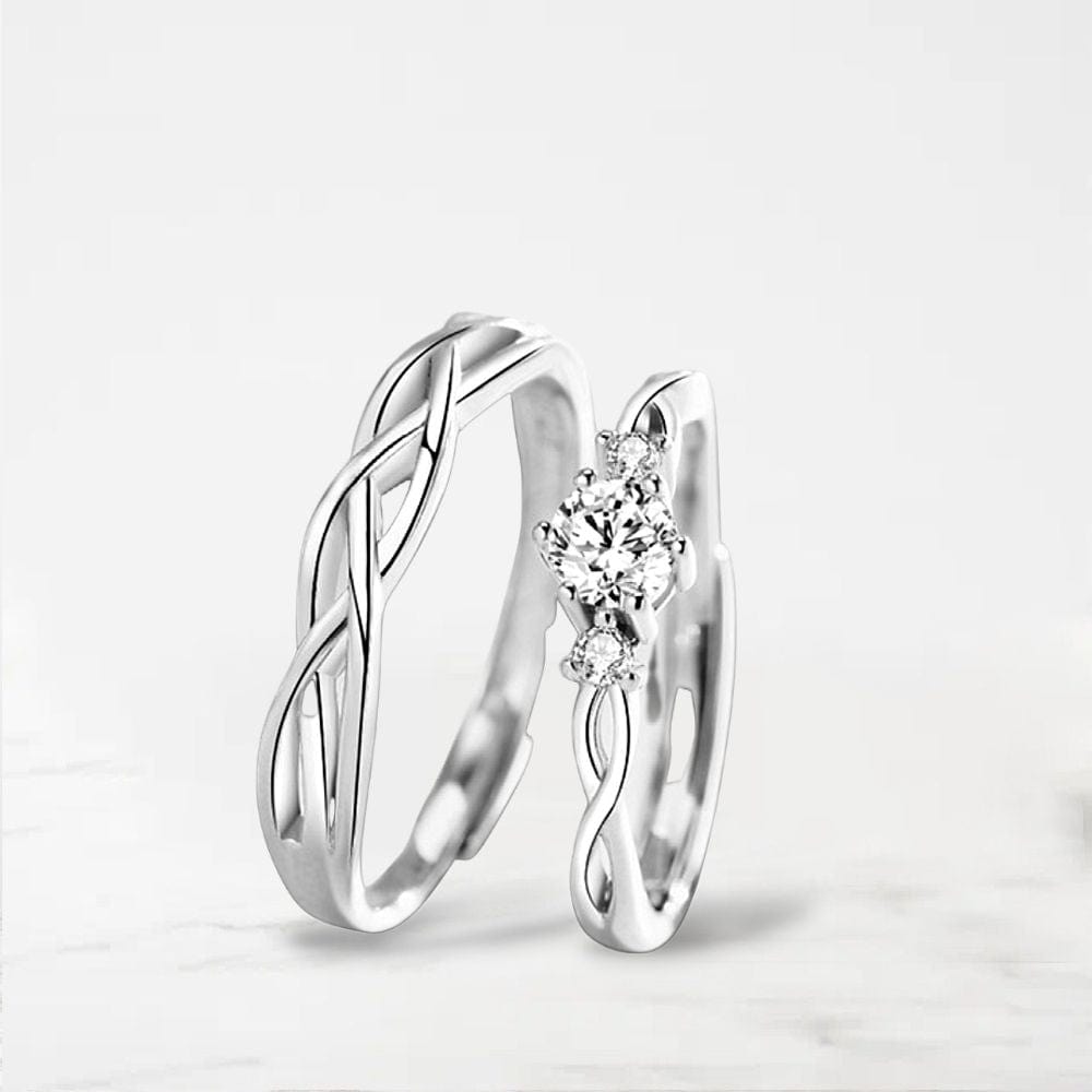 Bague d'Engagement Couple Argent / Ajustable