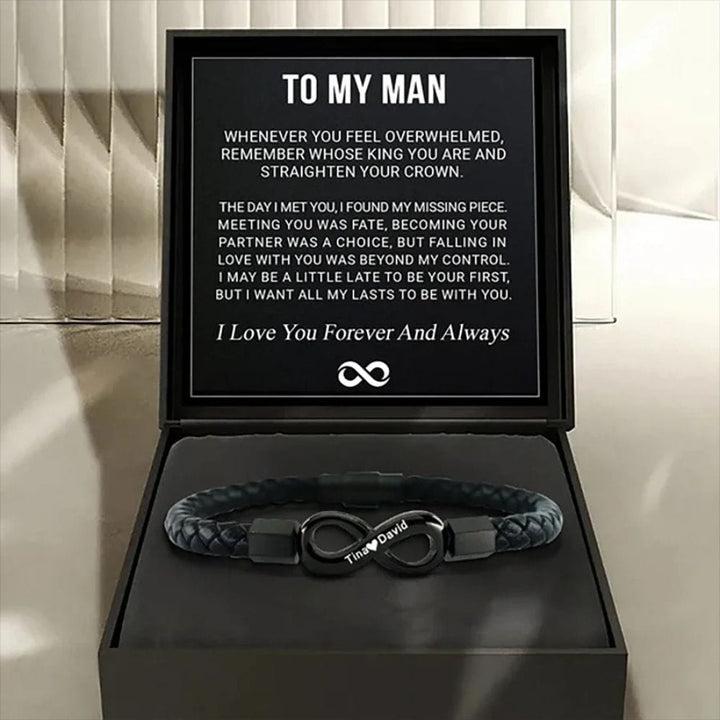 Bracelet Amour Homme Noir avec Boite