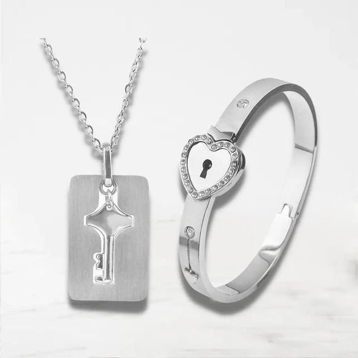 Bracelet Collier Couple Bracelet Couple Quai Des Amours Argent-Crystal