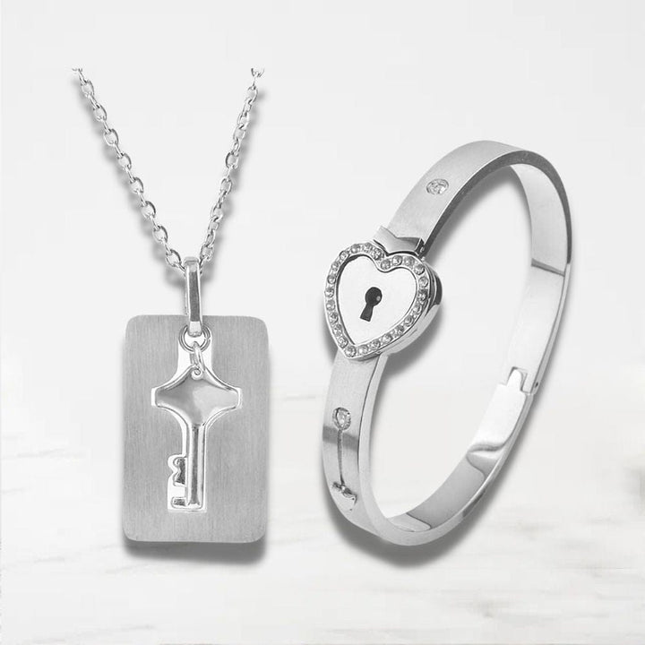 Bracelet Collier Couple Argent-Crystal