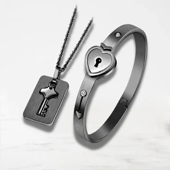 Bracelet Collier Couple Bracelet Couple Quai Des Amours Noir