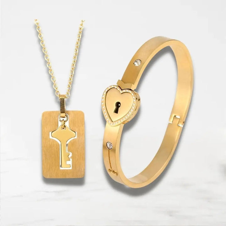 Bracelet Collier Couple Bracelet Couple Quai Des Amours Or-Crystal