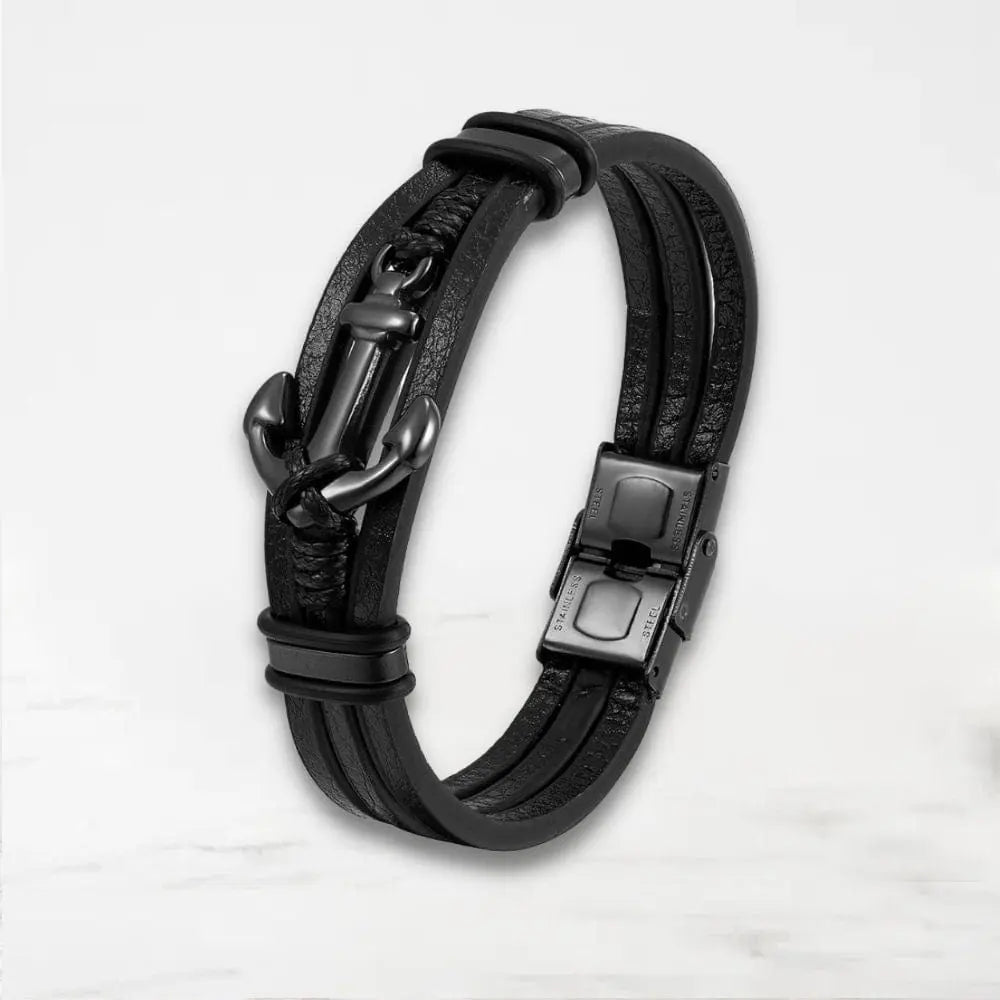 Bracelet Couple Ancre Bracelet Couple Quai Des Amours Noir 19cm