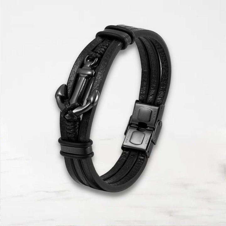 Bracelet Couple Ancre Noir / 19cm