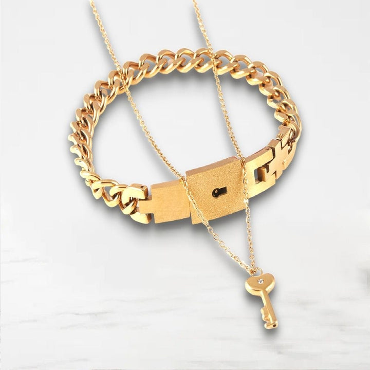 Bracelet Couple Avec Clé Doré