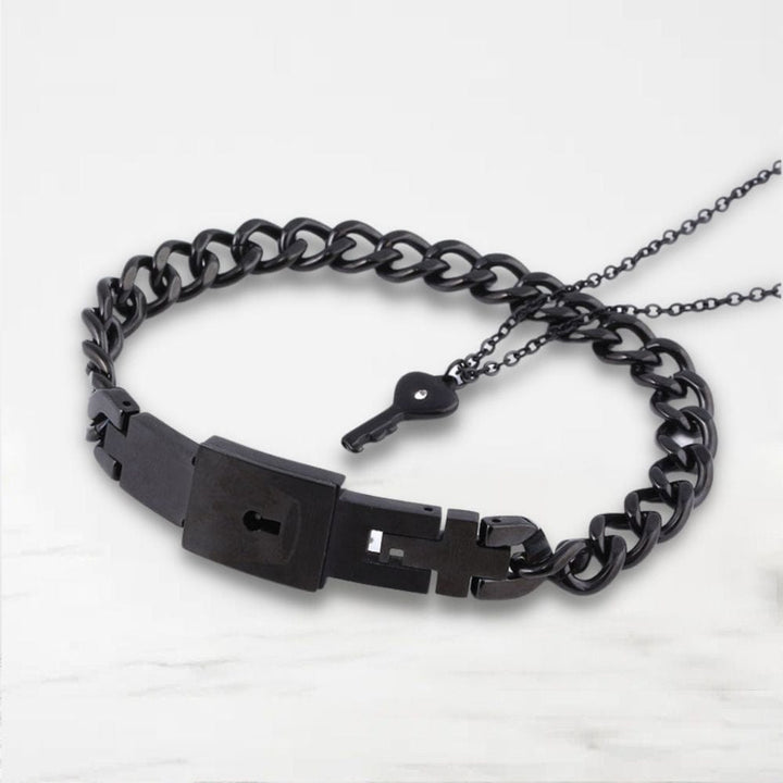 Bracelet Couple Avec Clé Noir