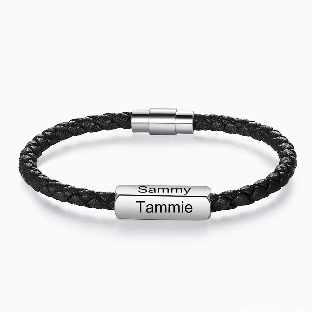Bracelet Couple Avec Date Argent / 1 Prénom