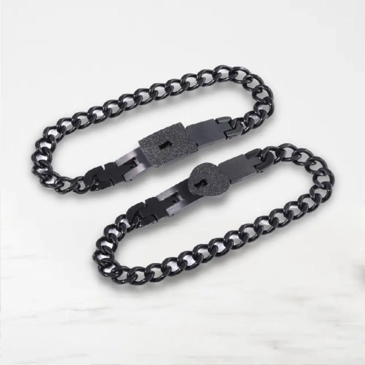 Bracelet Couple Cadenas Bracelet Couple Quai Des Amours Noir