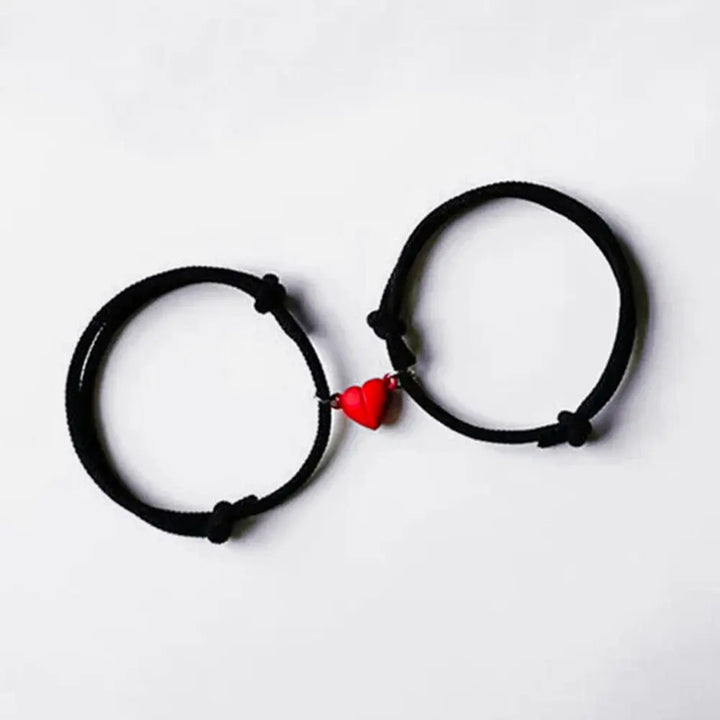 Bracelet Couple Coeur Divisé Noir