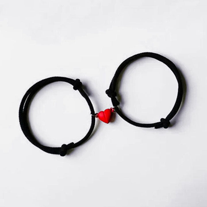 Bracelet Couple Coeur Divisé Noir
