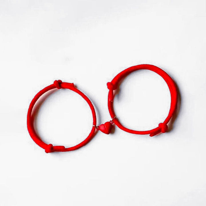 Bracelet Couple Coeur Divisé Rouge